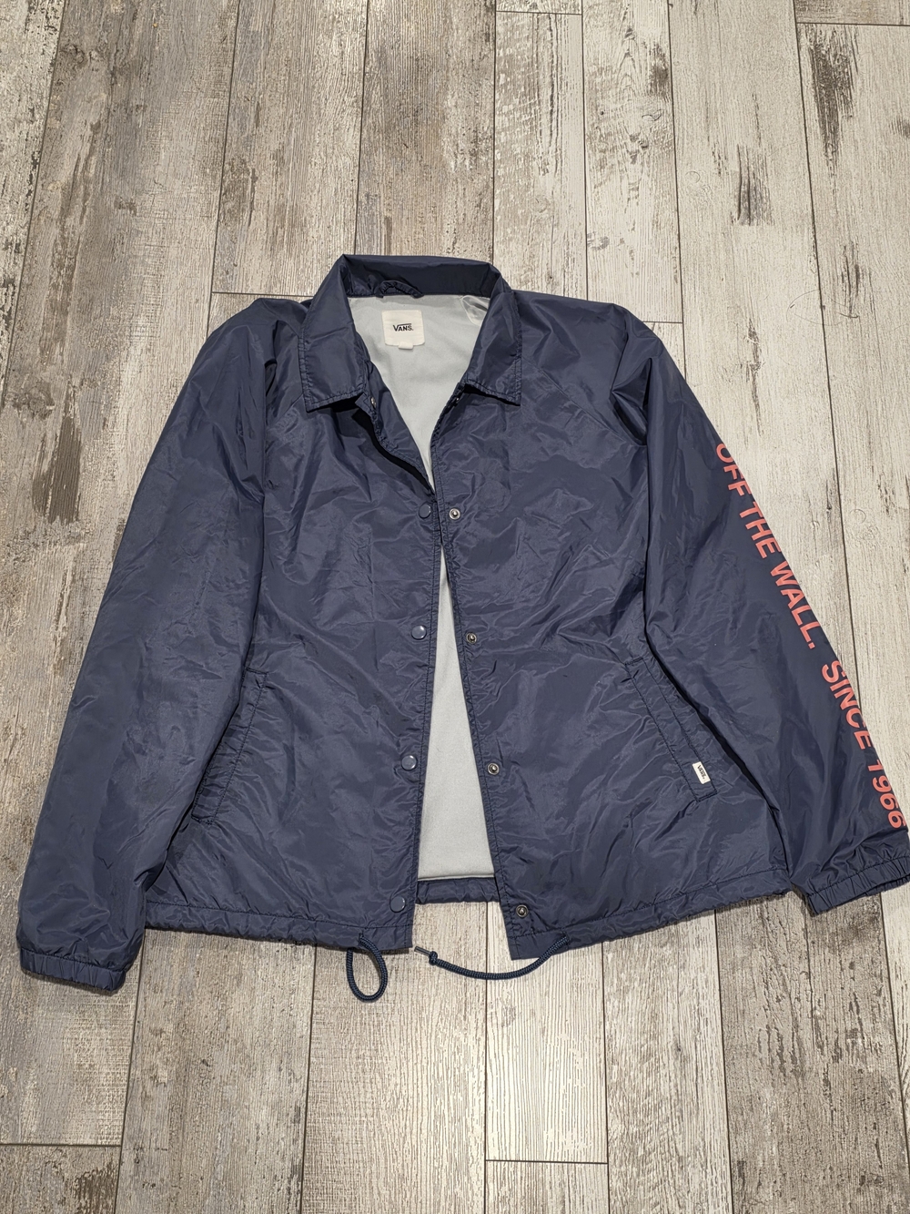 (M) Men's Van's Off The Wall Snap Nylon Windbreaker Lightweight Jacket Blue